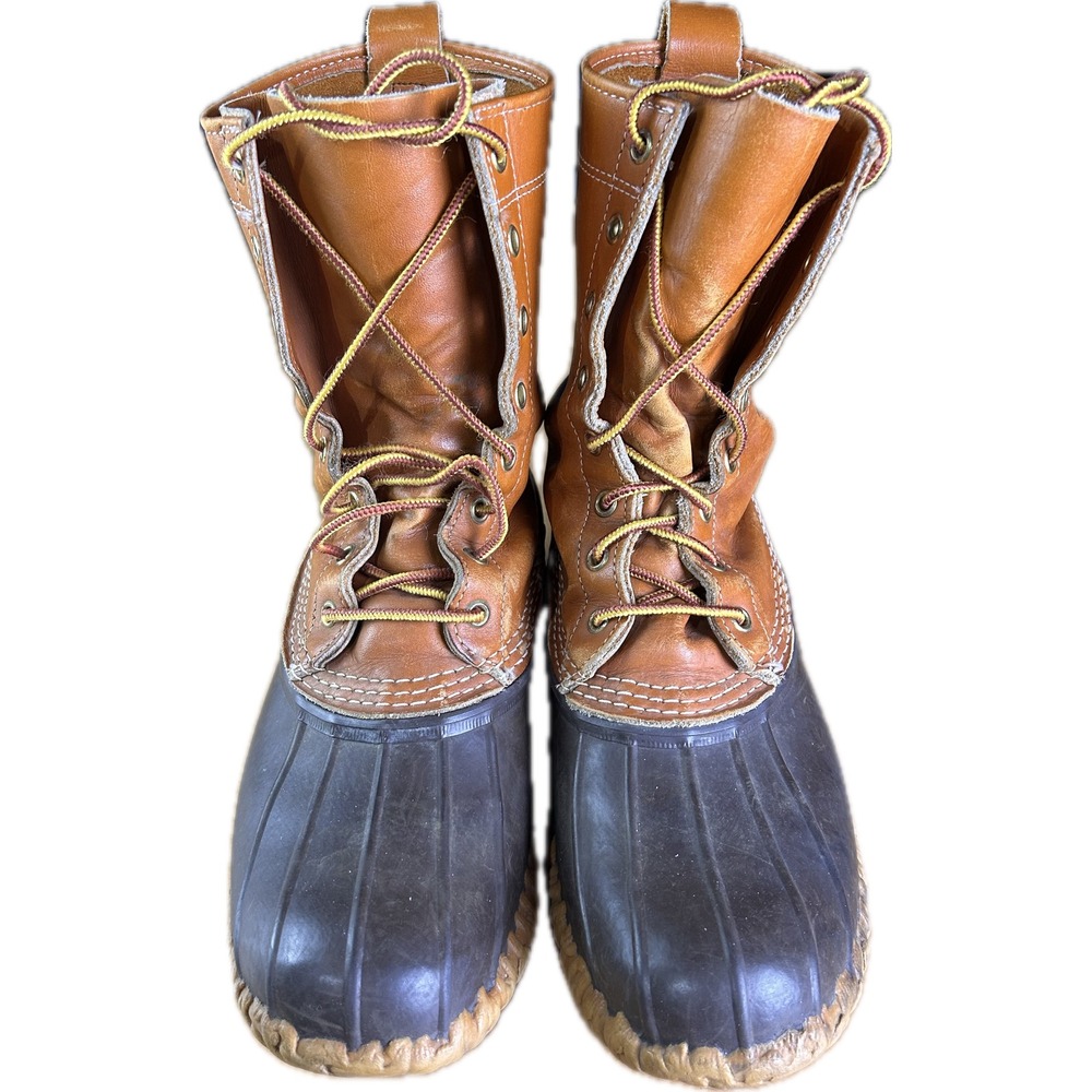 L.L. Bean 10.5 Maine Duck Boots Mens Brown Tan Leather Waterproof Rain Snow